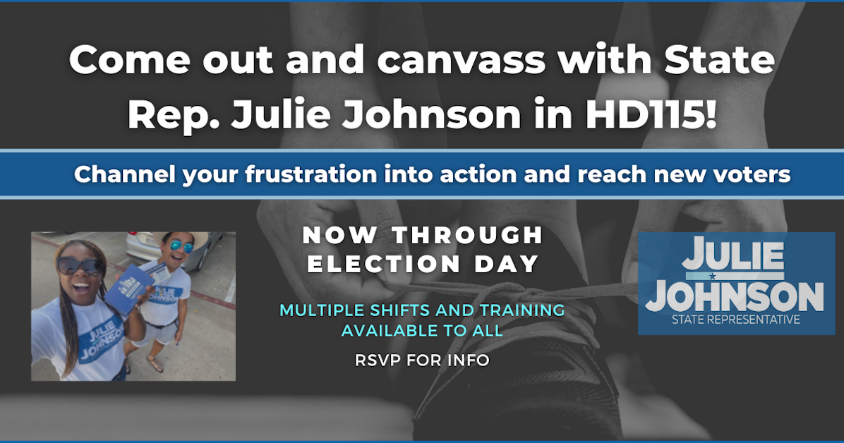 Canvass with State Rep. Julie Johnson · Julie Johnson for State